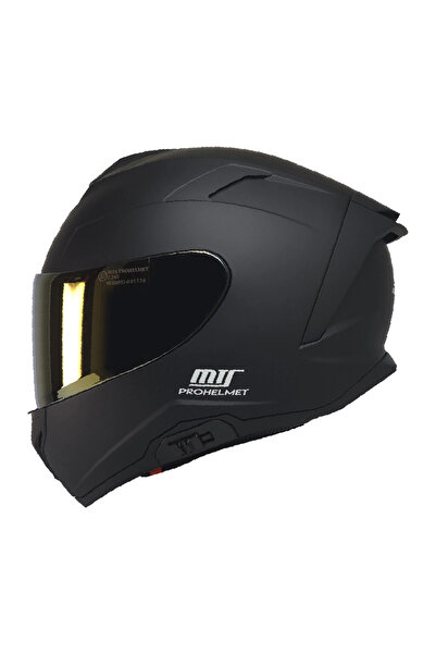kuzey motor KUZEYMOTOR MTS X340 FULLFACE KASK MAT SİYAH (GOLD CAMLI)