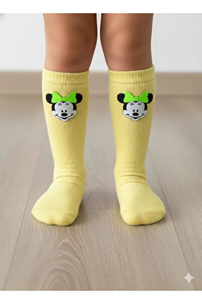BİGÜMEX Girls' Mickey Knee-High Socks 3-Piece Set 1/5 Years Old