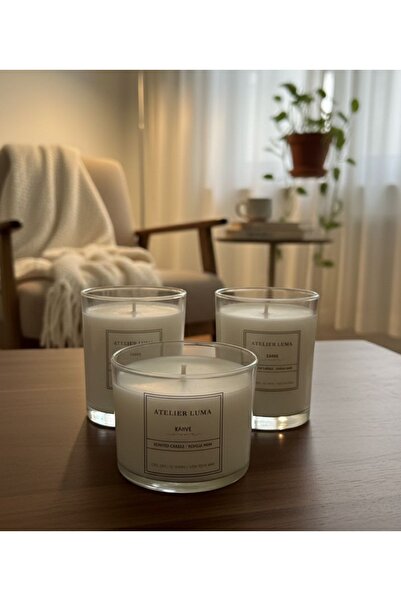 Atelier Luma 3lü set Kahve| %100 Soya Mum – Dekoratif Cam (230 ml x 230 ml x ...