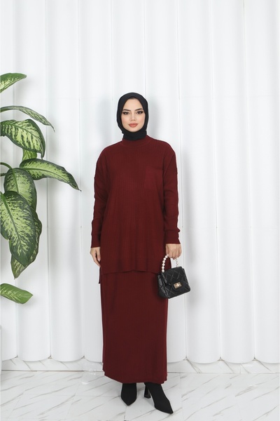 NİSUM MODA Pocket Detailed Knitwear Skirt Set