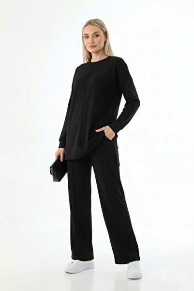 ABAY GİYİM Women's Modal Fabric Two-Piece Set Relaxed Fit Long Sleeve Blouse ...