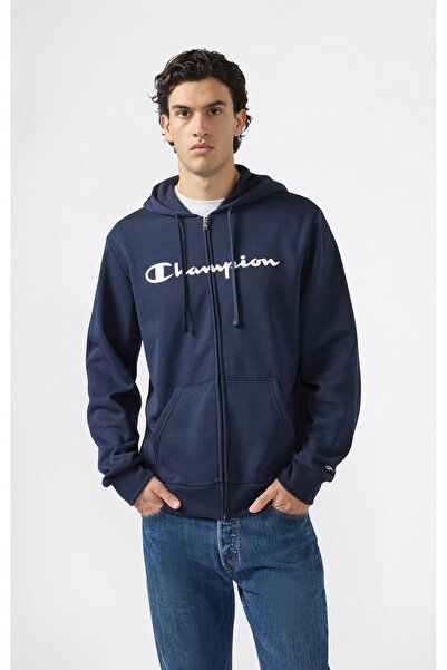 Champion هودي رياضي كامل السحاب للرجال باللون الأزرق الداكن - 221810-BS501