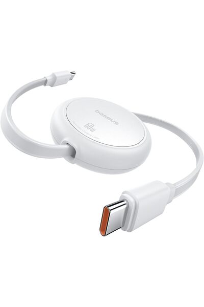 Baseus USB C Cable, 60W Mini Retractable USBC to USBC Fast Charging Cable