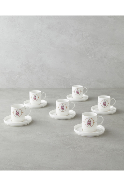 English Home Wisteria New Bone China 12 Parça 6 Kişilik Kahve Fincan Takımı 9...