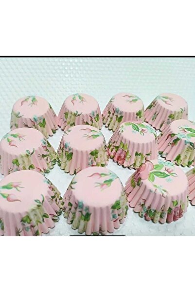 Sfmstore 50 Adet çiçek Temalı Muffin Kek Kalıbı – Çiçek Desenli Cupcake Pişir...