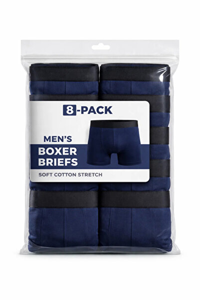 MATERIAL Men's Comfort Basic Cotton Navy Blue 8-Piece Boxer