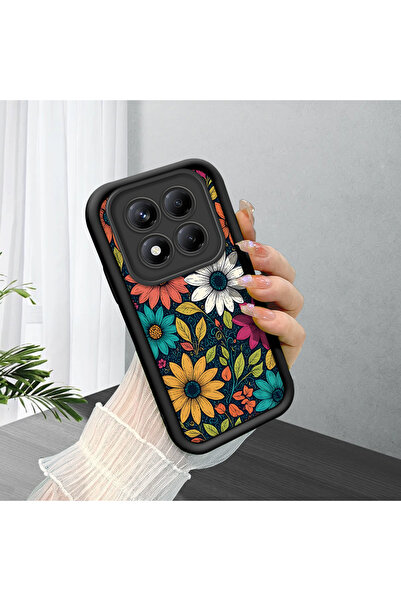 Hontinga Redmi Note 14 Pro Plus+ 5G Uyumlu Siyah Desen İnce Yumuşak Silikon T...