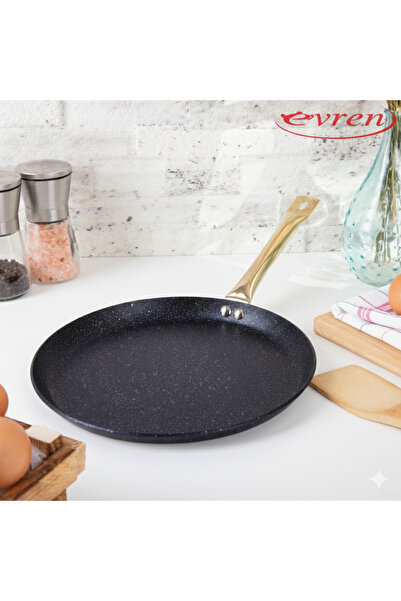EVREN MUTFAK 30 cm Gold Stone Short Edge Crepe Pan, Non-Stick Crepe Omelette ...