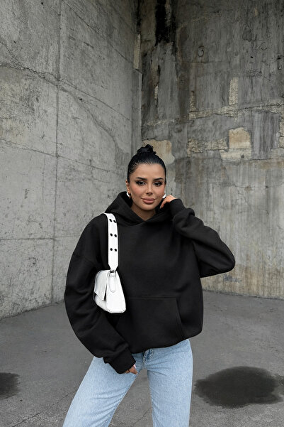 YAKAMEL قميص نسائي أسود بثلاث خيوط كبير الحجم ومريح للاستخدام اليومي وناعم بغ...