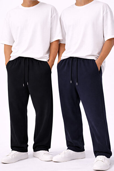 pandy 2'li Boru Paça Mevsimlik Tam Kalıp Unisex Eşofman Altı