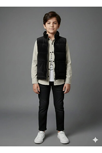 Yonca Çocuk Babali Kids 7162 Combed Cotton Vest Shirt with Pants 4-Piece Set