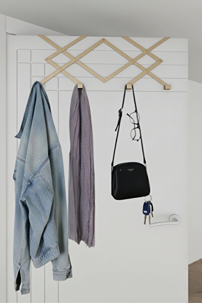 Grandmix Geometrik Metal Kapı Arkası Askılık Pratik Elbise ve Çanta Askısı 45 cm