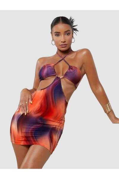 Aria's Closet Mini rochie de lux cu decolteu pe umeri și detaliu transparent