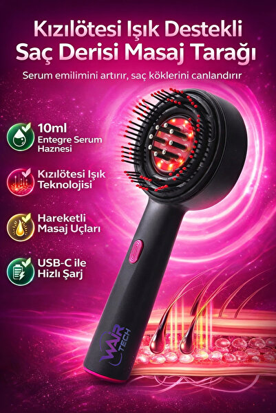 Penthouse Kızılötesi Işıklı Şarjlı Saç Derisi Masaj Tarağı 10 ml Serum Hazneli