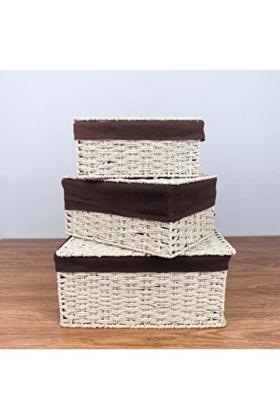 sallat almawasim Beige Rope Storage Box Set 3 Pieces