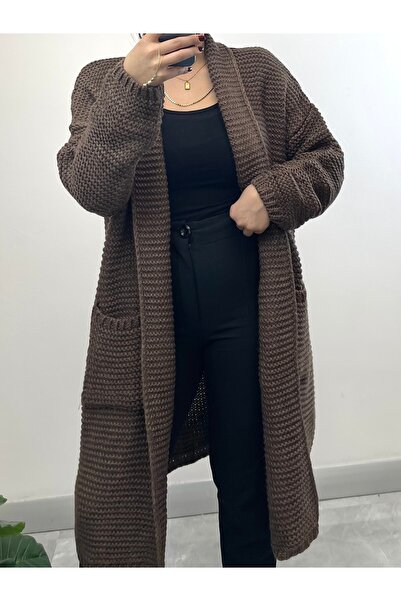 NİSUM MODA Thick Knitted Cardigan with Pockets