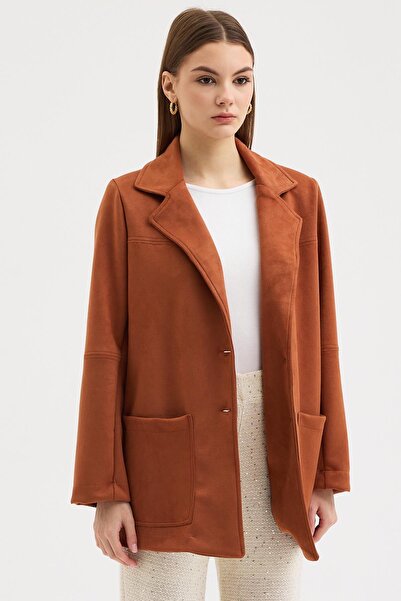 Lijuri Buttoned basic suede blazer jacket 6174