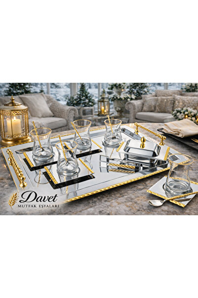 Davet Seren 40 Parça Çay Seti Paslanmaz Çelik Çay Seti