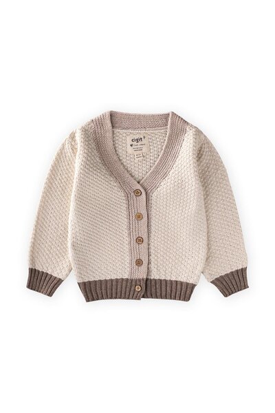 Cigit Tricotaj Cardigan cu nasturi 2-8 ani Bej Maro