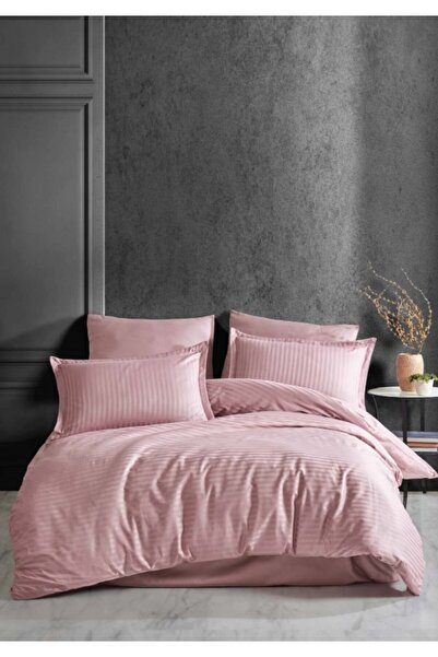 MarDyHome Striped Single Satin Duvet Cover Set Powder