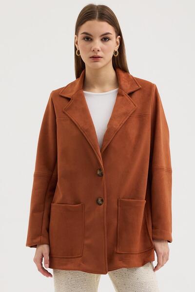 Lijuri Buttoned basic suede blazer jacket 6174