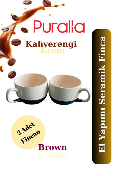 Puralia Handmade Ceramic Coffee Cup - 2 Pieces -Hand Made Coffee Cup -2 Pieces