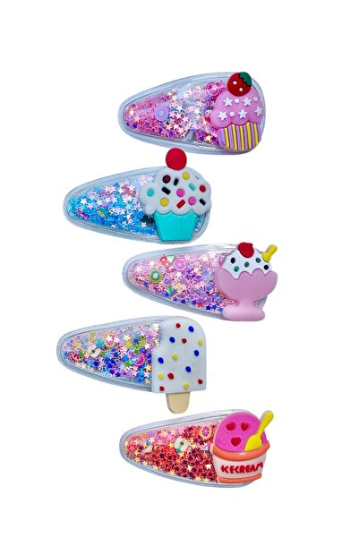 SHEKER HOME Glitter Figured Snap Buckle Set (5 Pieces) Suitable for Babies an...