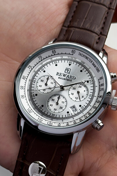 Reward Excellent Series Leather Strap Full Function 5 Atm Waterproof Men's Wr...