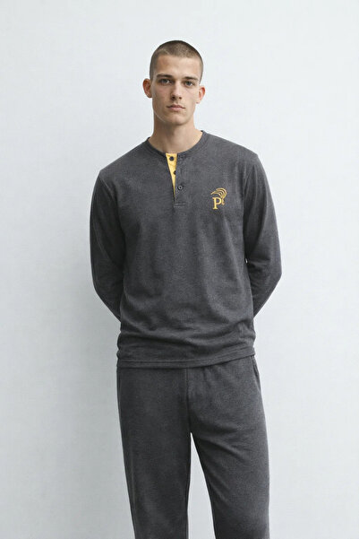 MATERIAL Ανδρικό Κεντητό Εποχιακό Σετ Φόρμας με Καπνιστή Υφή