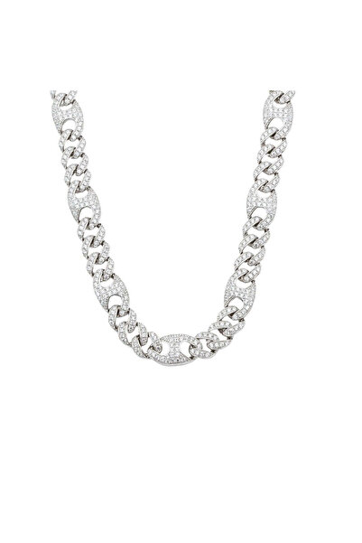 Bijuteria SORELLY Lanț de argint în stil cubanez cu pietre albe