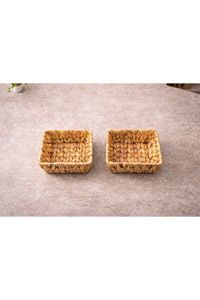 YzHome 2 Pieces Wicker Bread Storage Box Organizer Basket Square 18cm