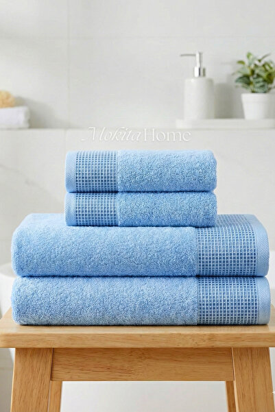 Mokita Home 100% Cotton 4-Piece Family Towel Set - Luxury Bath and Face Towel...