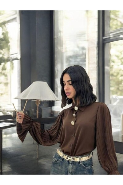 MAXORA SHOP Camasa din satin cu accesorii aurii