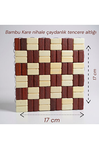 EMPA A V M 17x 17 cm, cu șnur, din bambus, oală pătrată, suport pentru ceainic