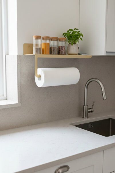 Grandmix Metal Kitchen Shelf and Paper Towel Holder Rack Spice Rack Organizer