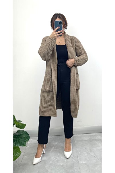 NİSUM MODA Thick Knitted Cardigan with Pockets