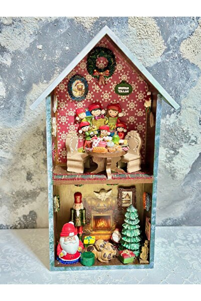 Kumsal Hobi Sanat Ahşap Ev Yılbaşı Panosu