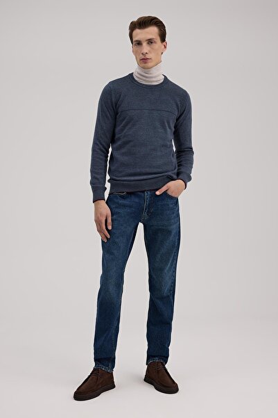 Jakamen Indigo s Slim Fit bicycle collar knitwear