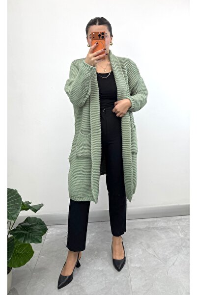 NİSUM MODA Thick Knitted Cardigan with Pockets