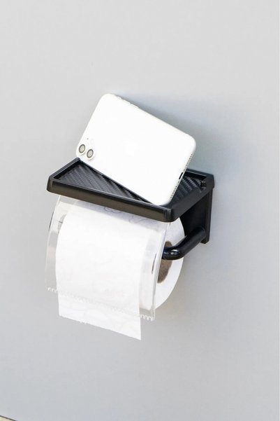 Generic Brand Toilet Paper Holder with Adhesive Cover, Bathroom Toilet Roll Holder with Shelf Napkin Holder Organizer