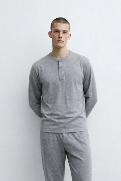 MATERIAL Ανδρικό κεντημένο εποχιακό σετ φόρμας σε γκρι χρώμα