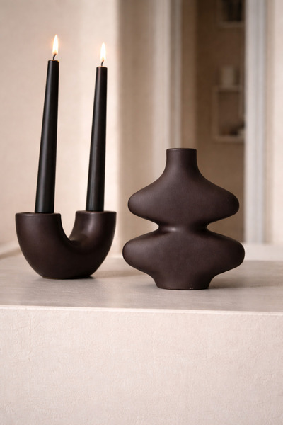 DOAHOMECONCEPT Kelebek Dekoratif Vazo ve U Şamdan Dekoratif Set