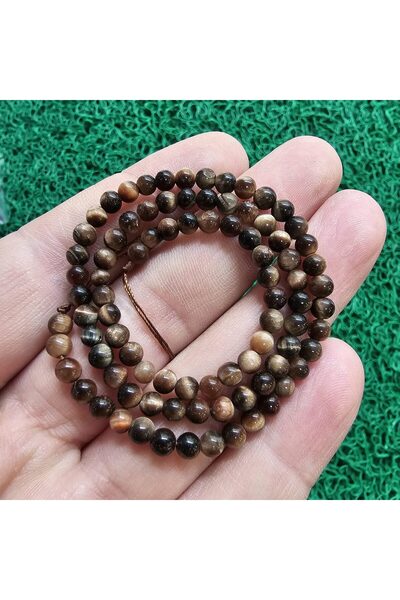 TAŞ UZMANI حجر عين النمر البني الداكن 4 مم