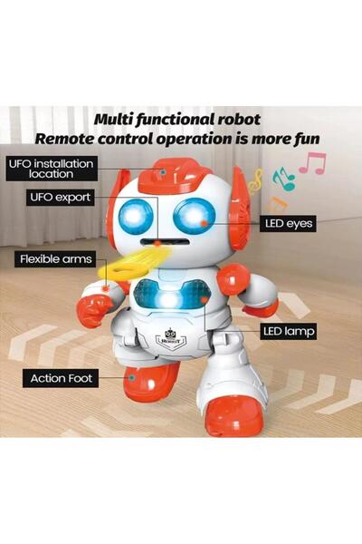 Online Uzaktan Kumandalı Disk Atan Işıklı Robot Müzikli Disk Atan Robot Turun...