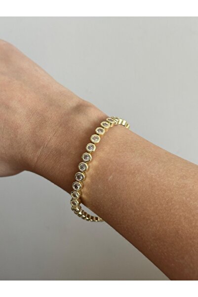 Charmist Çelik üzeri altın kaplama özel seri zirkon bileklik