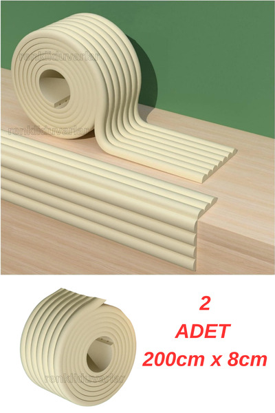 Renkli Duvarlar 2 Pcs 8Cmx200Cm Adhesive Meva Cream Skirting Board Model Stri...