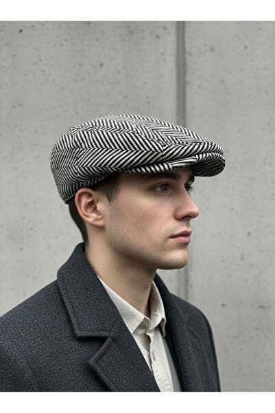 MakroOptik Erkek Kaşe Lastikli Bedensiz London Kasket Şapka