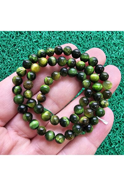 TAŞ UZMANI Küre Olive Tiger Eye Stone 6 mm