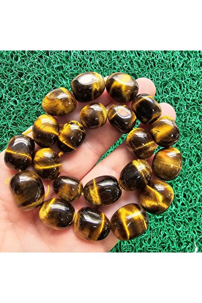 TAŞ UZMANI Drum Brown Tiger Eye Stone 15 mm