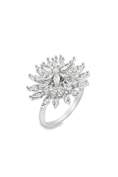 Bijuteria SORELLY Inel spinner din argint cu flori și pietre albe 11